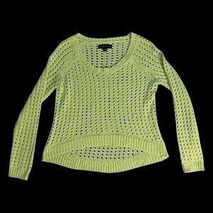 𝅺ROCK & REPUBLIC Neon Yellow Perforated Sweater for Women Size L.